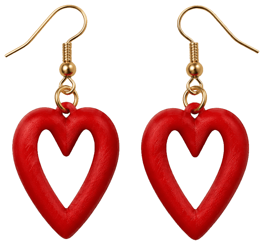 Heart-Shaped Dangle Earrings - Romantic Jewelry — 3D-printed earrings