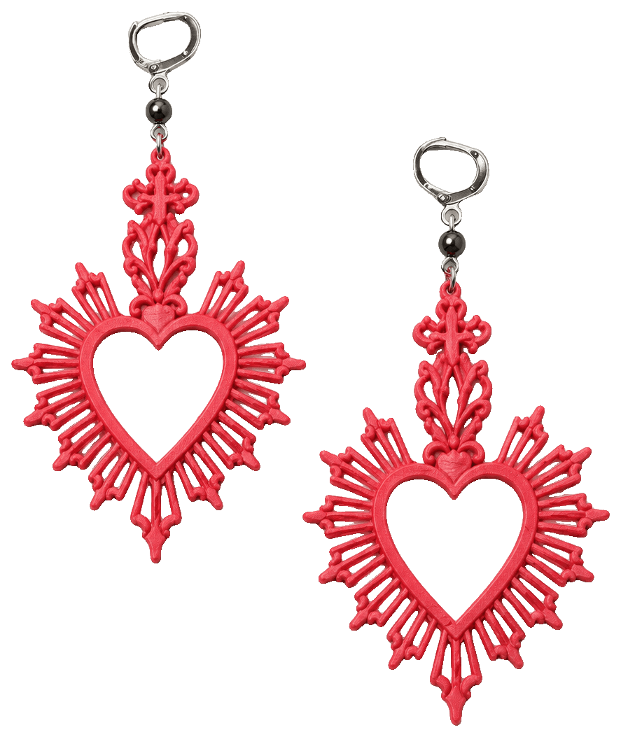 Goth Sacred Heart Earrings – Free Commercial Use — 3D-printed earrings