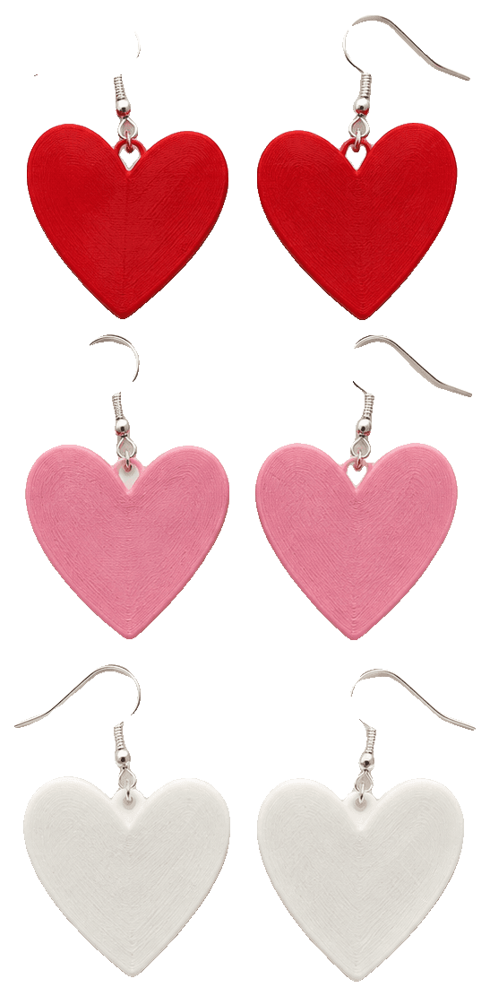 Valentines Day Heart Earring Studs — 3D-printed earrings