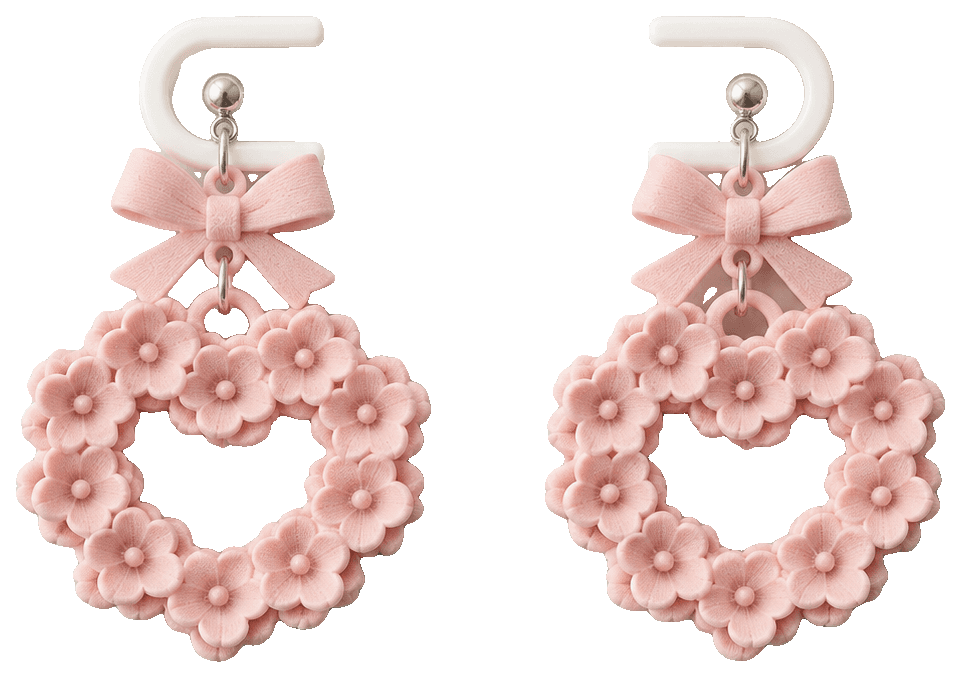 heart flower earring — 3D-printed earrings