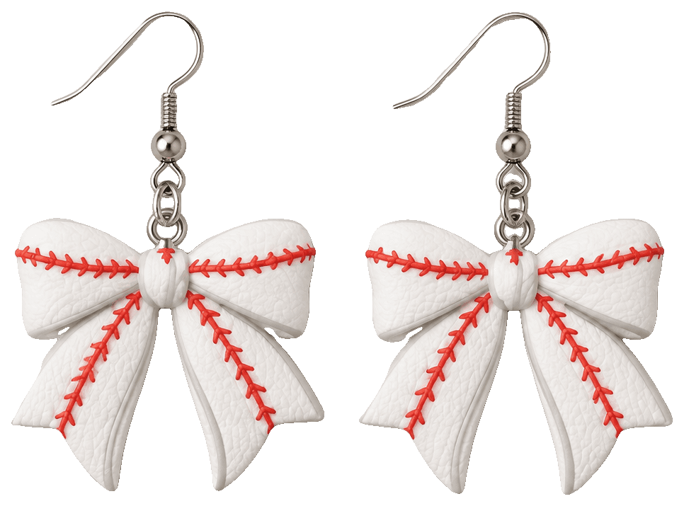 Baseball or Softball Bow Earrings — 3D-printed earrings
