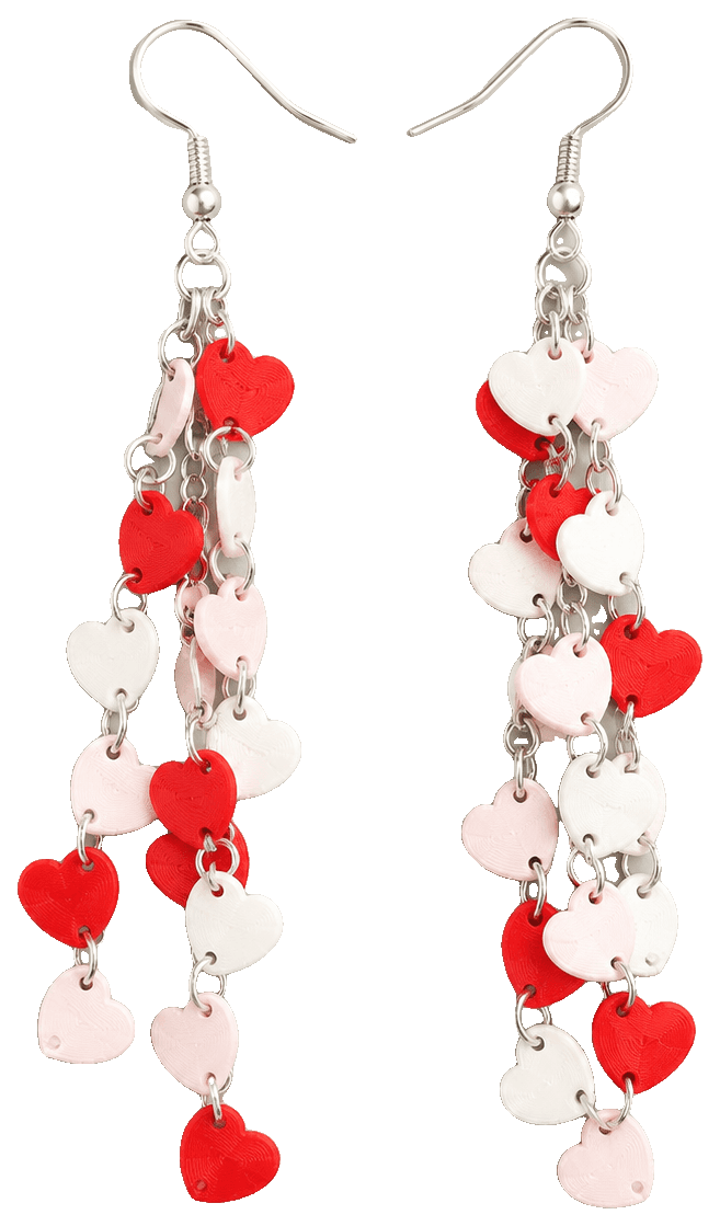 DIY Heart Dangle Earrings — 3D-printed earrings