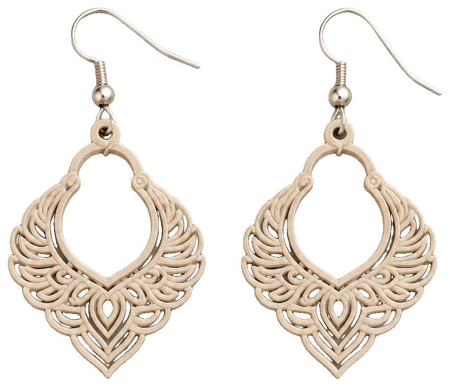Indian Phoenix Filigree Earrings — 3D-printed earrings