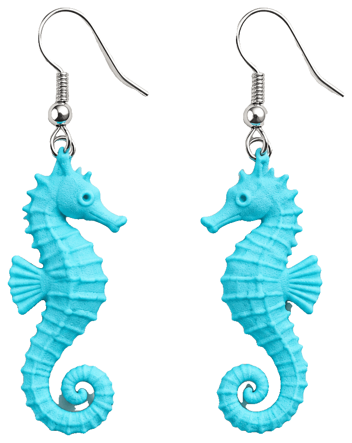 Seahorse Earrings - Cute Jewelry — 3D-printed earrings