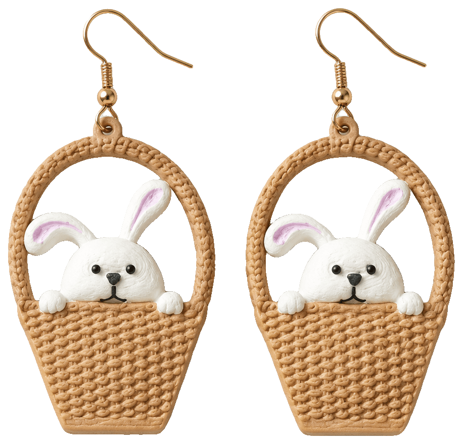 Easter Bunny Earrings Basket — 3D-printed earrings