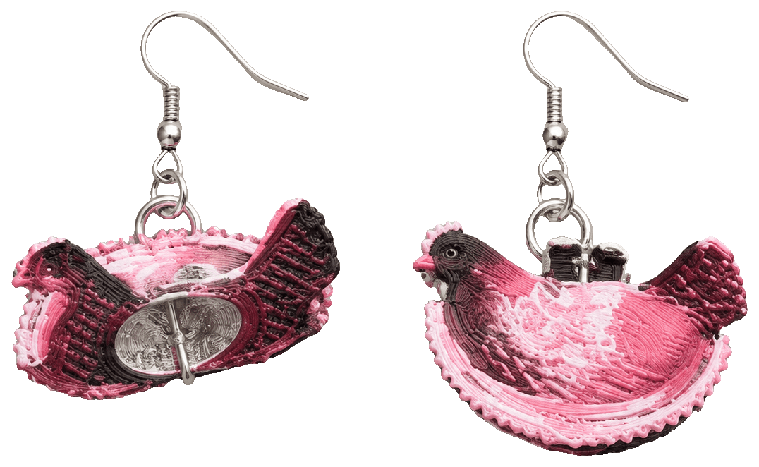 Hen on Nest Earrings — 3D-printed earrings