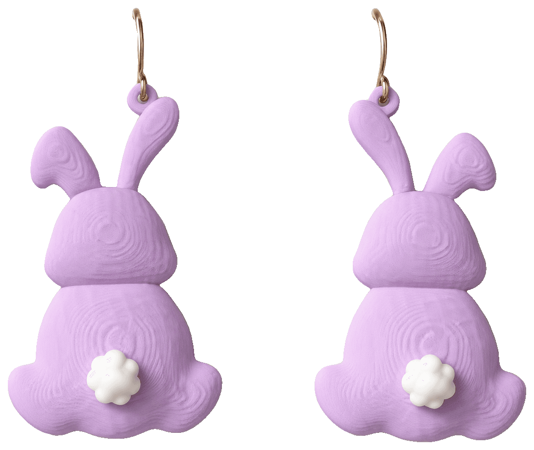 Puffy Bunny Earrings Easter Jewelry — 3D-printed earrings