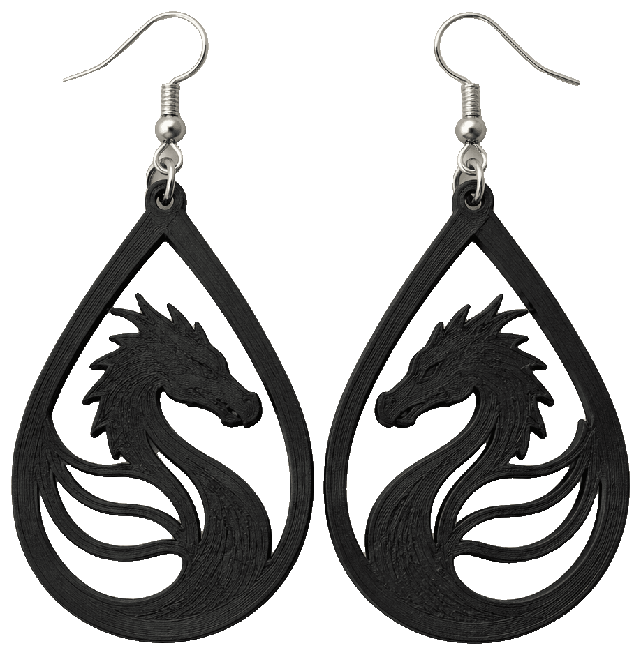 Wyrm Earrings by Arcanarose — 3D-printed earrings