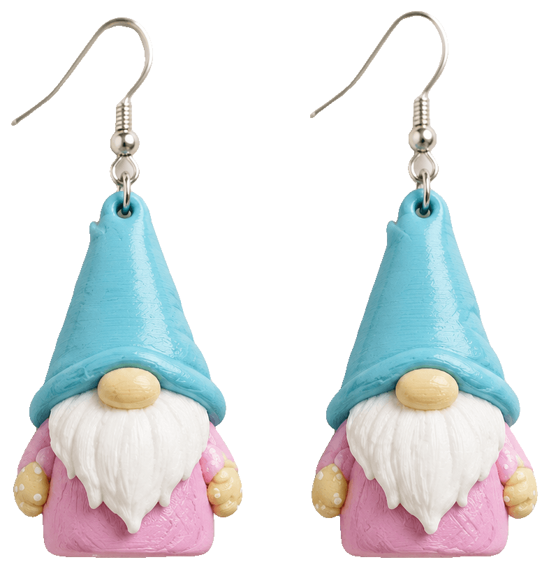 Pastel Easter gnome Dangle Earrings — 3D-printed earrings