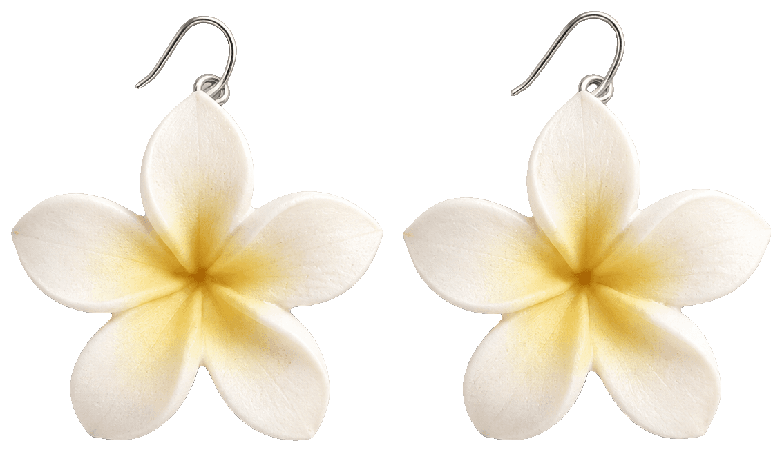 Plumeria Alba flower earrings — 3D-printed earrings