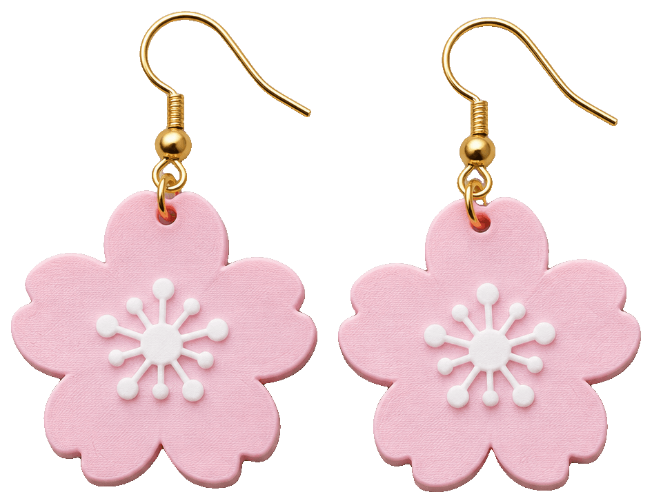 Pendientes elegantes con diseño de flor de cerezo — 3D-printed earrings