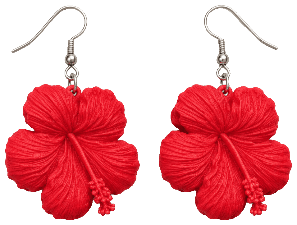 Tropical Hibiscus Flower Earrings — 3D-printed earrings