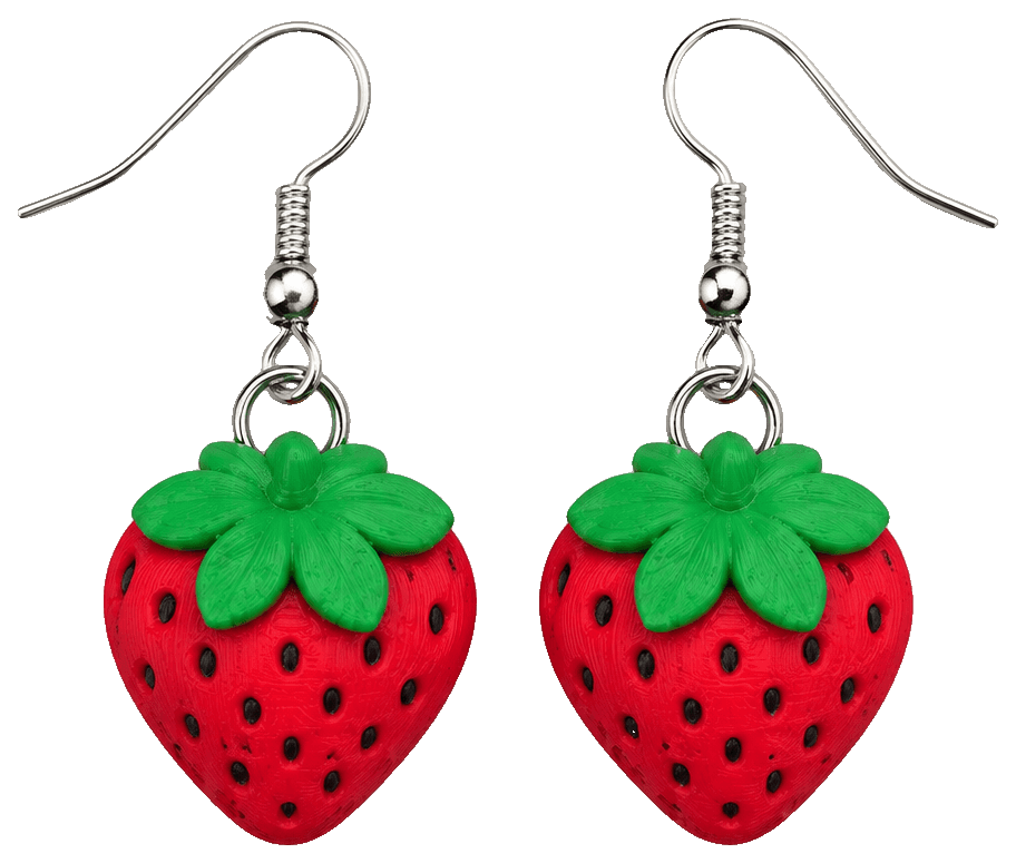 Strawberry Earrings by ShelbysTreasures — 3D-printed earrings