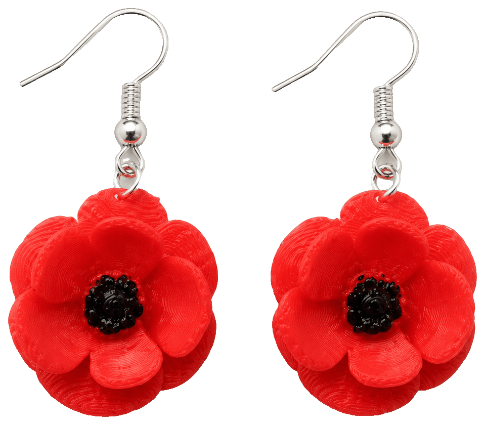 Pendientes amapola — 3D-printed earrings