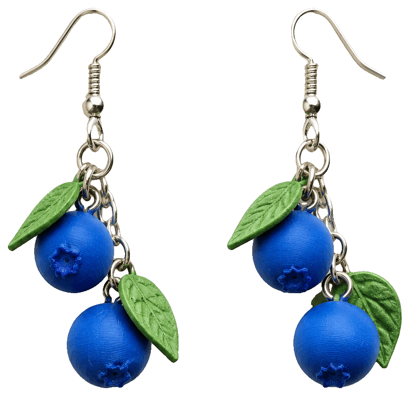 Delightful Blueberry Earrings (0.2mm Optimized) — 3D-printed earrings