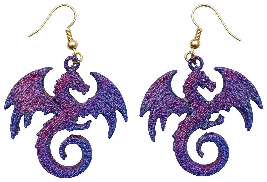 Wyrm Earrings – Fantasy 3D Printed Jewellery — 3D-printed earrings