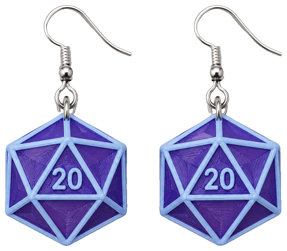 D20 earrings — 3D-printed earrings