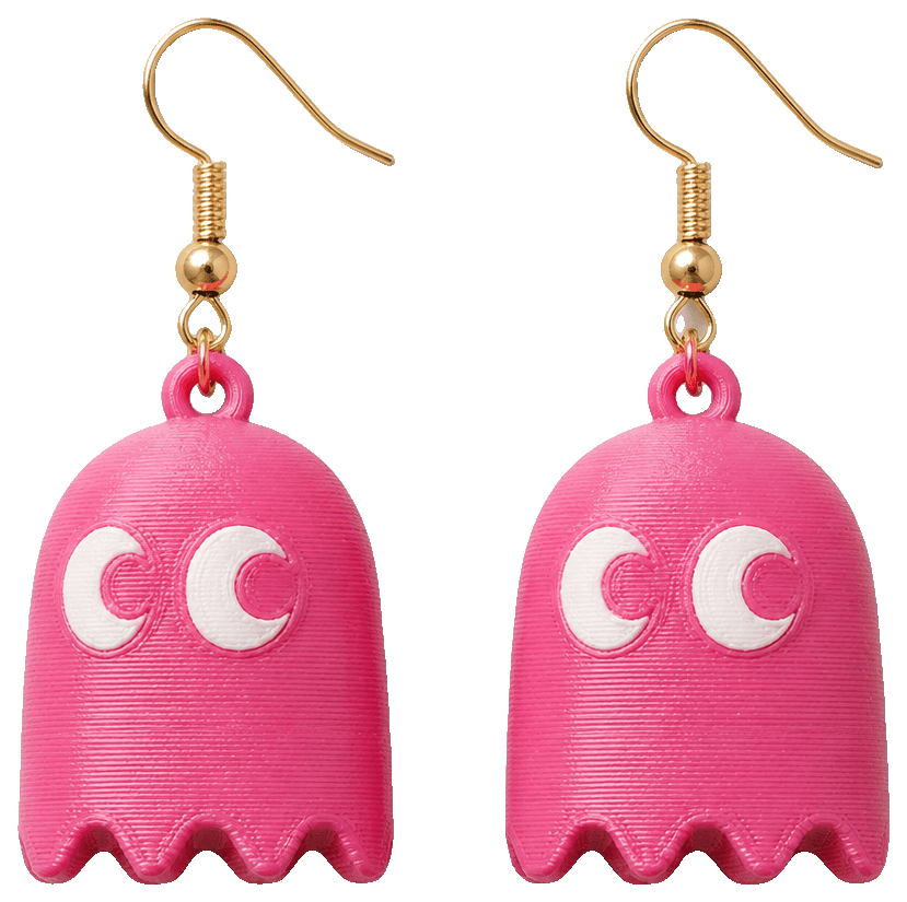 Pac-Man Ghost Earrings — 3D-printed earrings