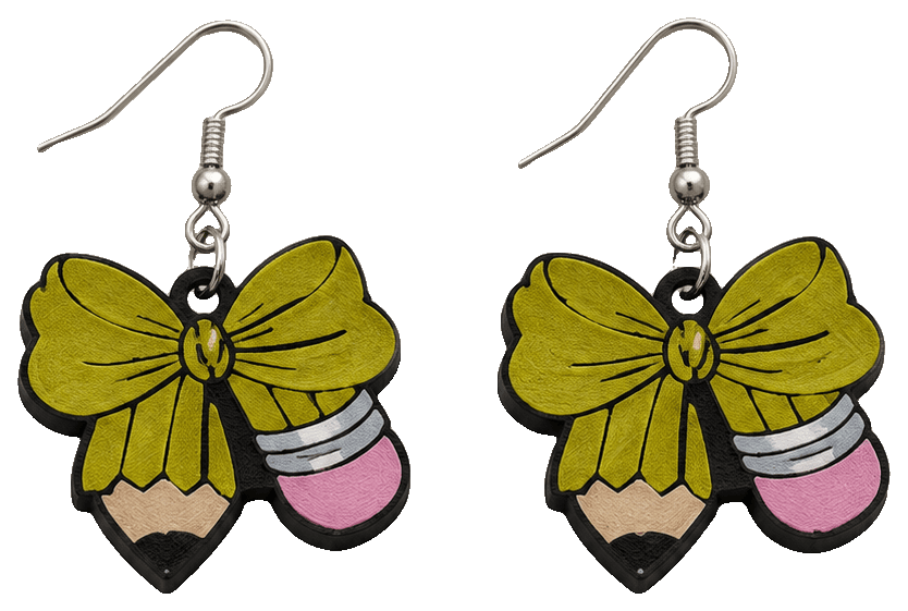 Pencil Bow Earrings — 3D-printed earrings