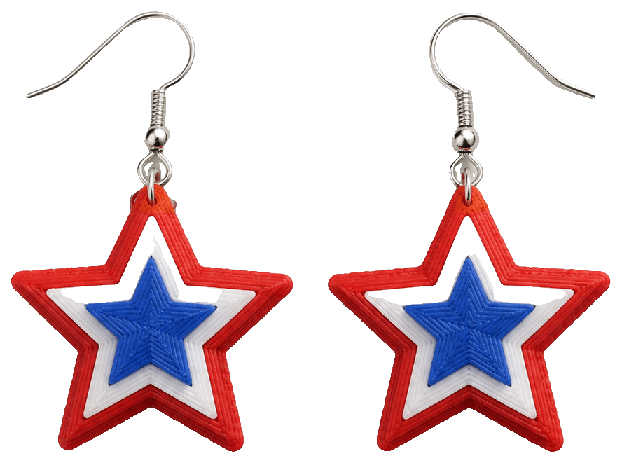 Red, White, & Blue Stud Earrings — 3D-printed earrings