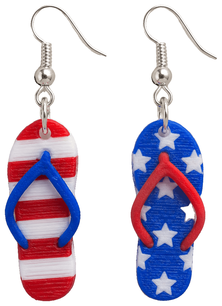 Stars and stripes flip flop earring — 3D-printed earrings