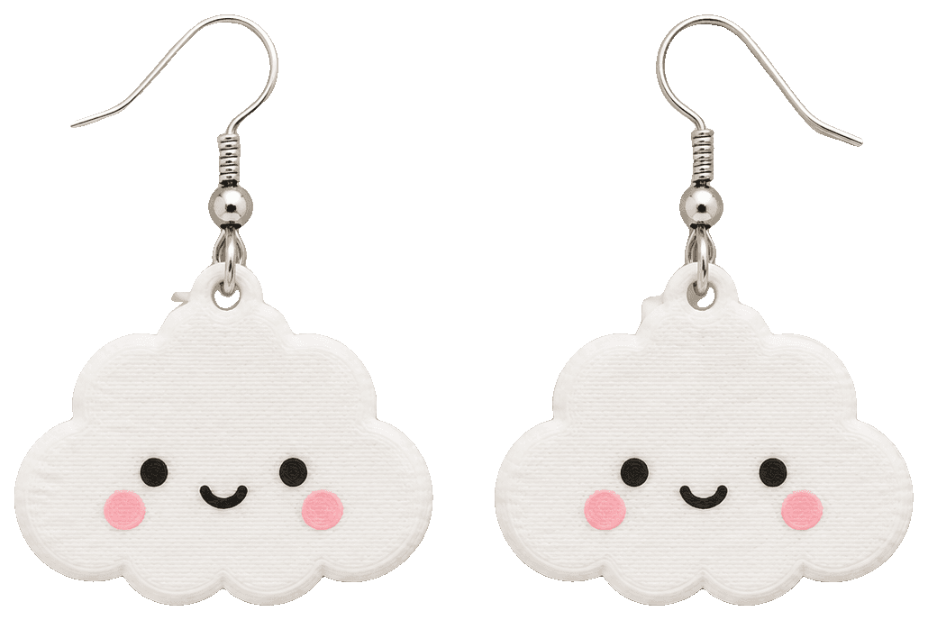 Kawaii Cloud Earrings — 3D-printed earrings