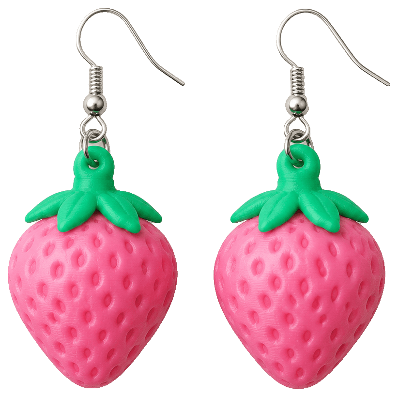 Awayuki Strawberry Earrings — 3D-printed earrings