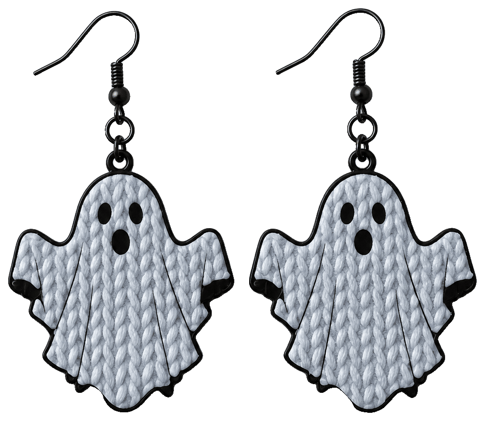 Knit Ghost Earrings — 3D-printed earrings