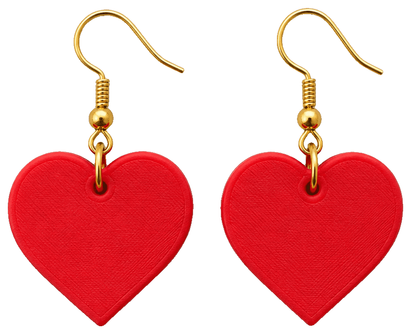 Red Heart Earrings — 3D-printed earrings