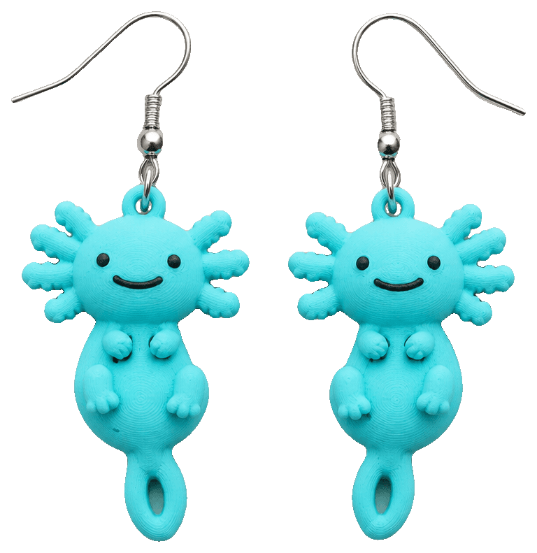 Axolotl earrings — 3D-printed earrings