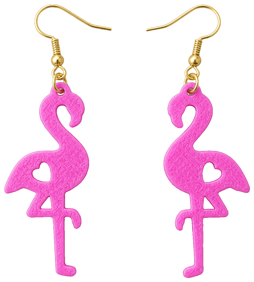 PINK WADER BIRD EARRINGS / PENDIENTES FLAMENCOS — 3D-printed earrings