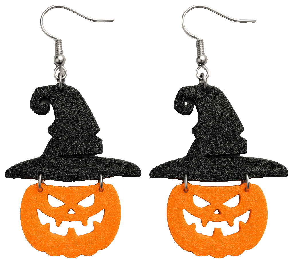 Halloween Earrings - Pumpkin Witch — 3D-printed earrings