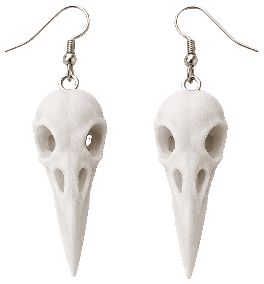 Crow Skull earrings & pendant — 3D-printed earrings