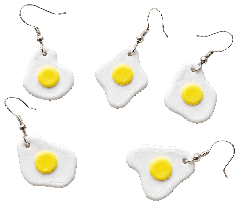 Fried eggs earring collection — 3D-printed earrings