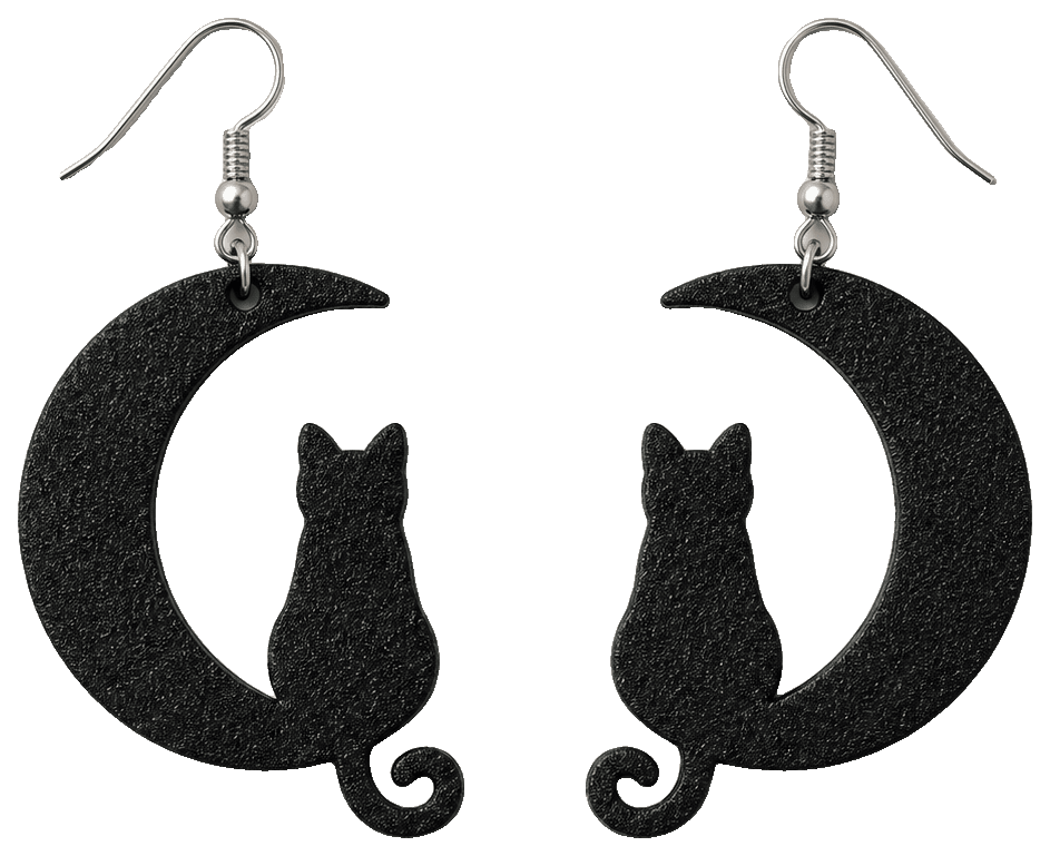 Moon Cat Earring Halloween — 3D-printed earrings