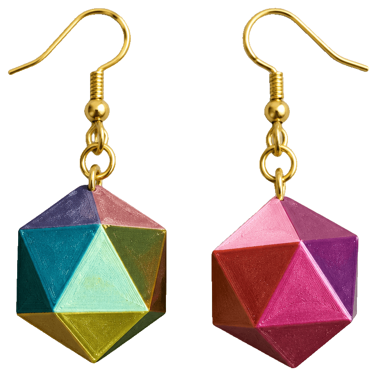 Icosahedron & Dodecahedron Polyhedral Earrings — 3D-printed earrings