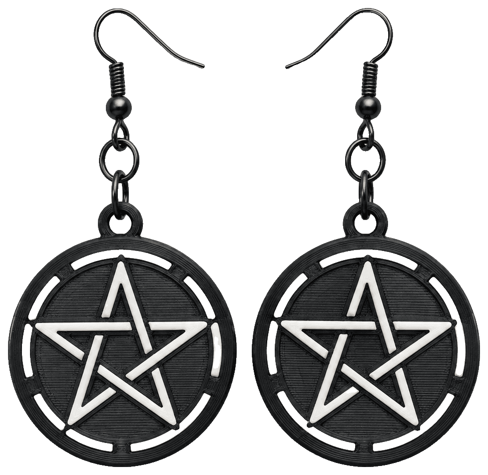 Pentagram Earrings by The Dingbat Army — 3D-printed earrings