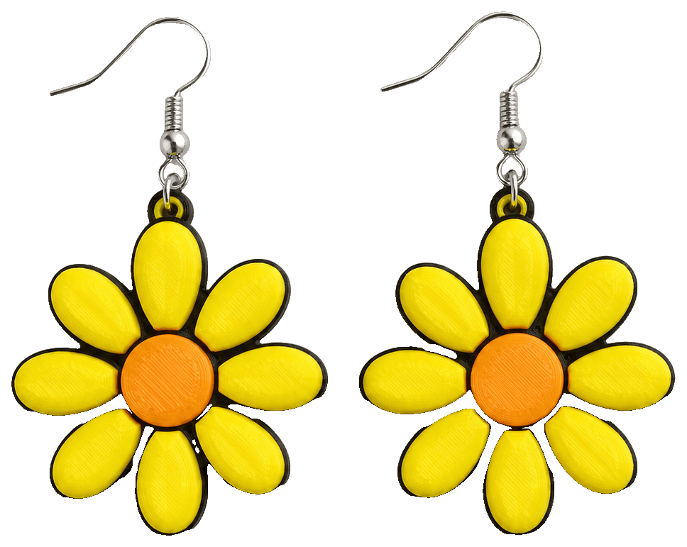 Daisy Earrings by mhumphries1973 — 3D-printed earrings