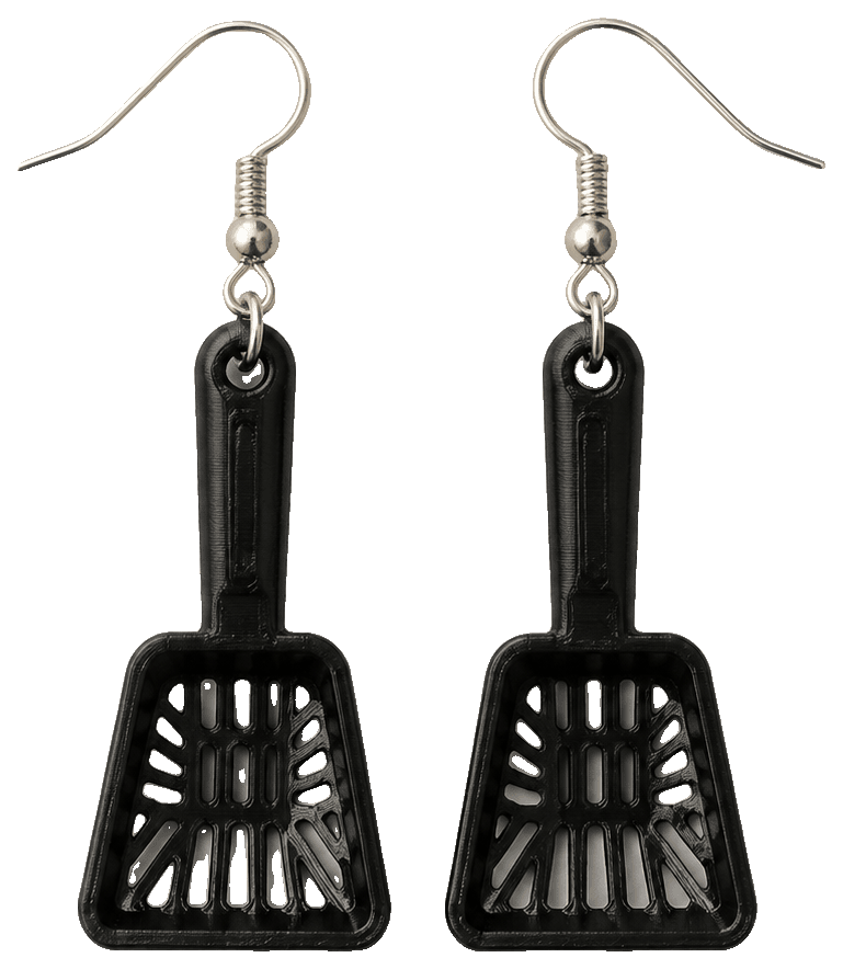 Cat Litter Scooper Earrings — 3D-printed earrings