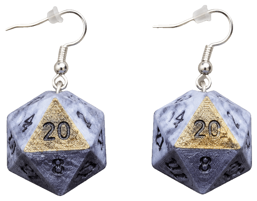 D20 Dice Earrings — 3D-printed earrings