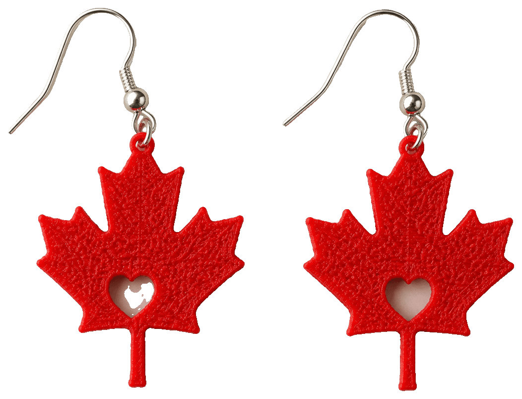 Maple Leaf Canada Day Earrings — 3D-printed earrings