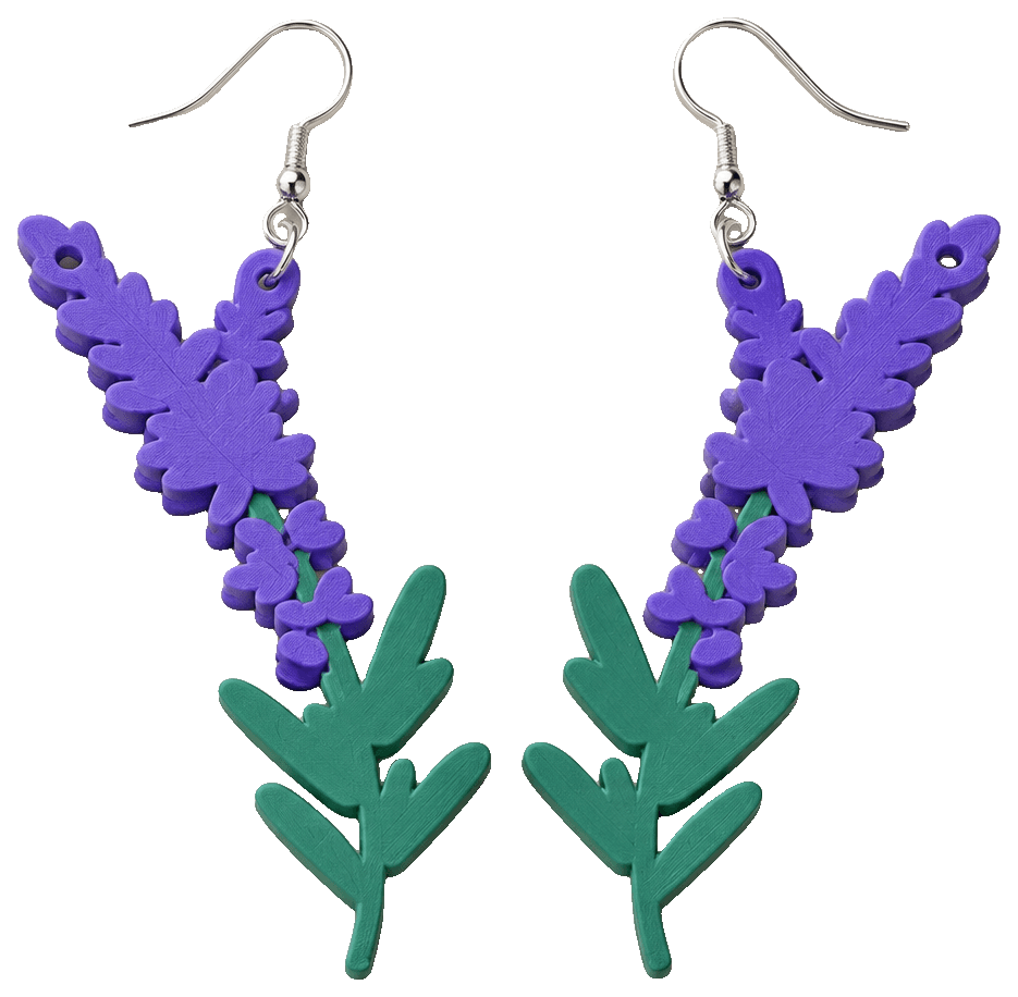 Lavender Earrings — 3D-printed earrings