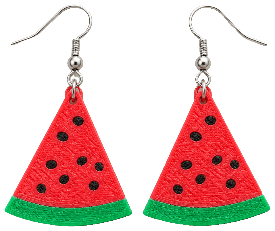 Watermelon Earrings by jdicerchio — 3D-printed earrings