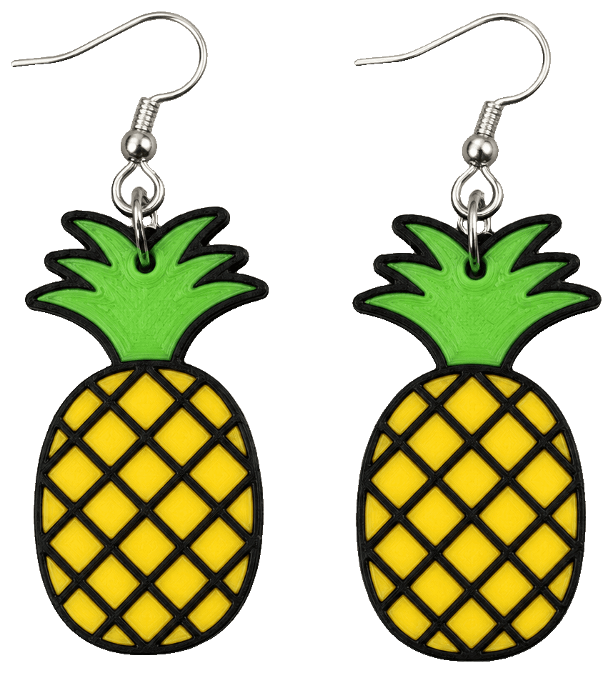 Pineapple earrings / Pendientes Piña — 3D-printed earrings