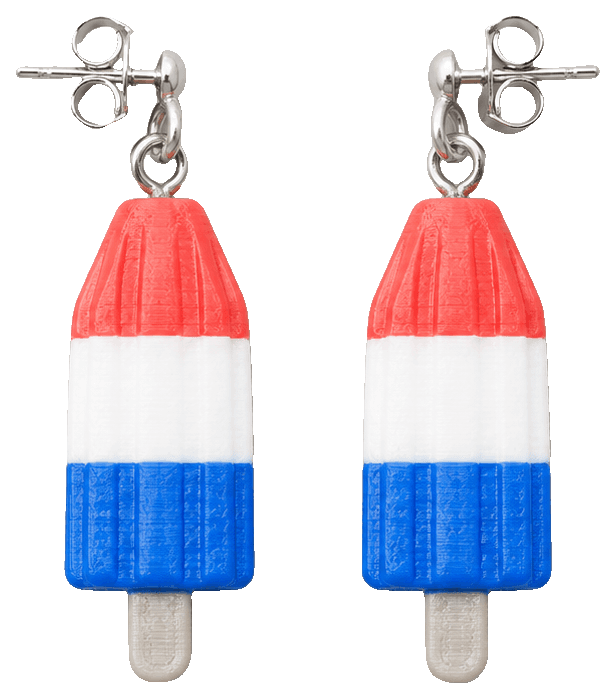 Bomb Pop Stud Earrings — 3D-printed earrings