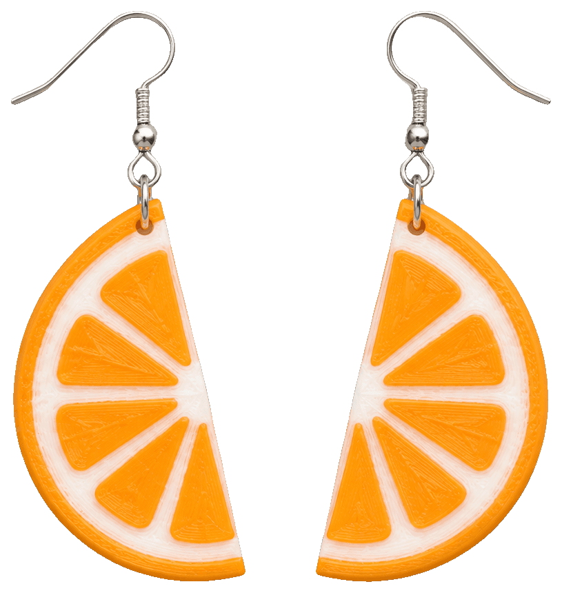 Orange/Lime/Lemon Earrings — 3D-printed earrings