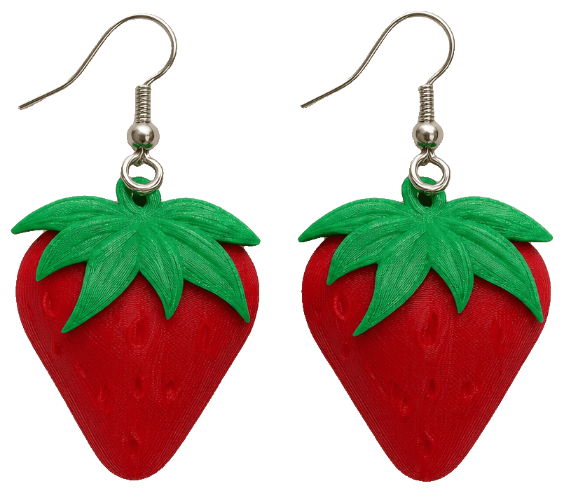 Strawberry earrings by jdicerchio — 3D-printed earrings