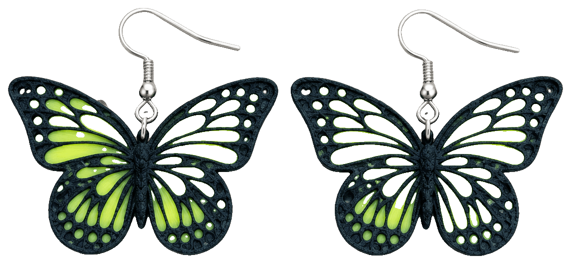 Flying flutter wing earrings — 3D-printed earrings