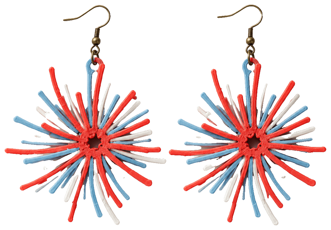 Firework Earrings — 3D-printed earrings