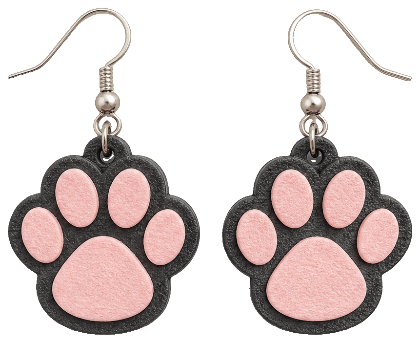 Dog Paw Stud Earrings — 3D-printed earrings